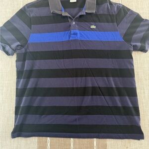 Lacoste Men's Black, Navy & Royal Blue Striped Polo 2XL